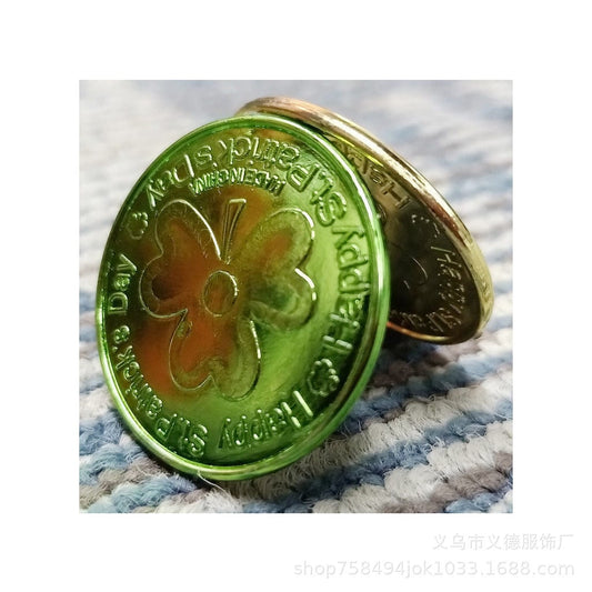 Leprechaun's Treasure: St. Patrick's Day Clover & Gold Green Plastic Toy Coins