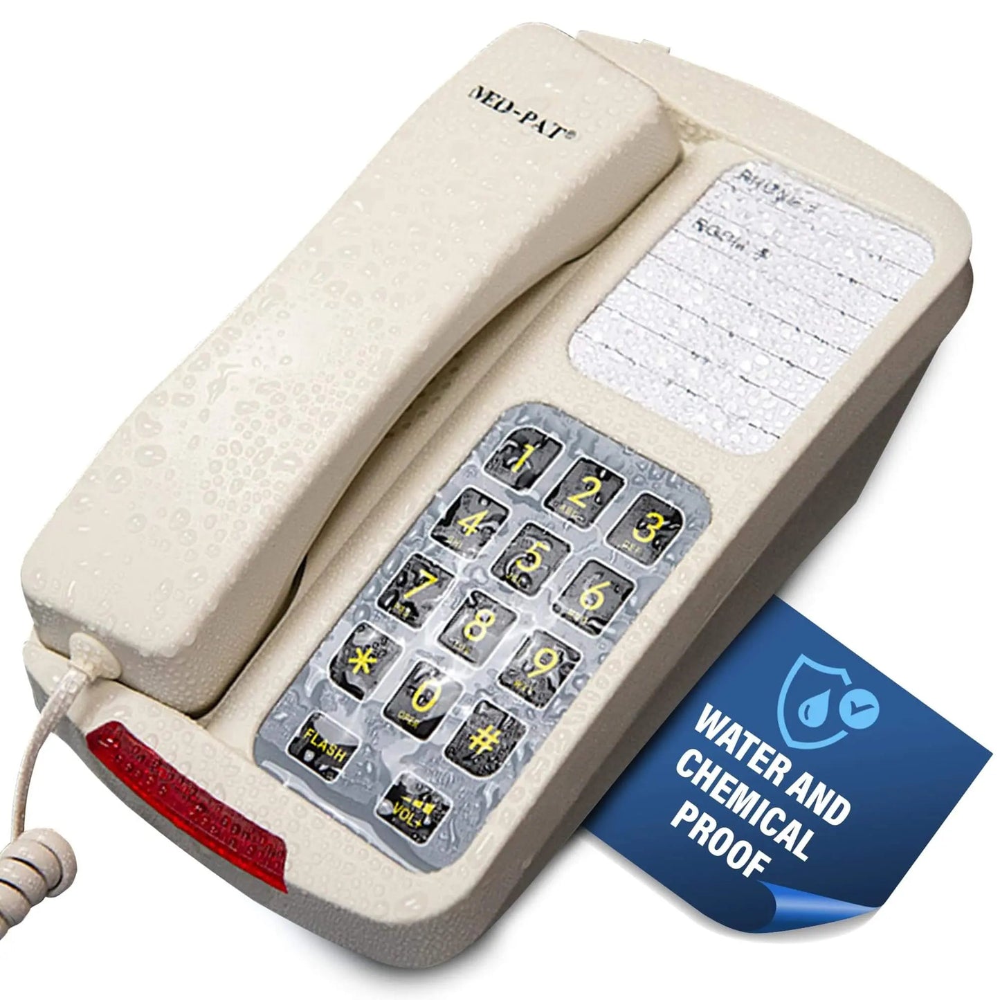 Med-Pat D8WP Water-Resistant Corded Telephone with Oversized Waterproof Keypad