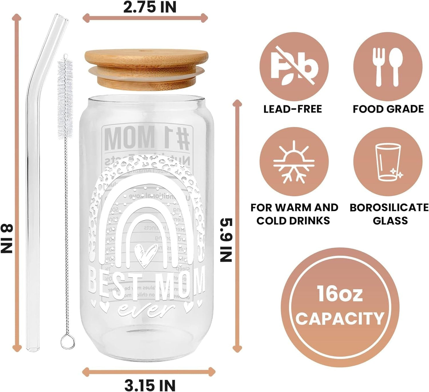 Best Mom Ever Mothers Day Gifts - 16 Oz Can Glass
