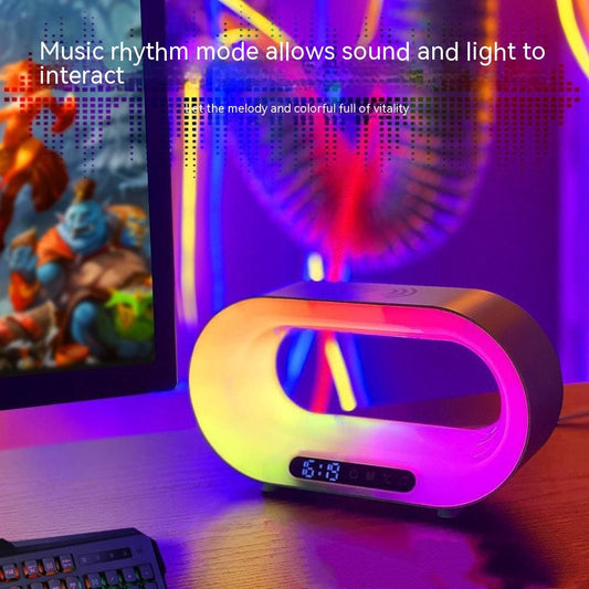 Multi-function 3 In 1 LED Night Light APP Control RGB Atmosphere Desk Lamp Smart Multifunctional Wireless Charger Alarm Clock Accessories CJ