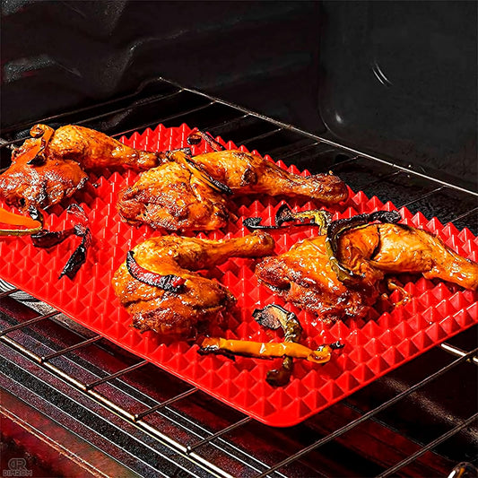 Pyramid Sheet Red Pyramid Silicone Baking Mat - 16x11'' Non-Stick, Food Grade Cooking Mat for Microwave, Oven, and BBQ Grill
