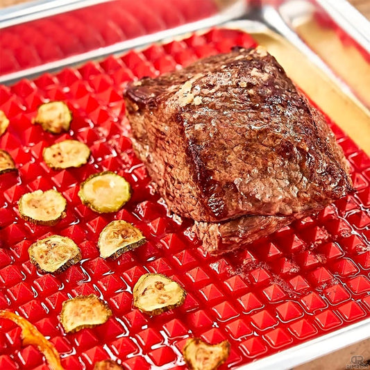 Pyramid Sheet Red Pyramid Silicone Baking Mat - 16x11'' Non-Stick, Food Grade Cooking Mat for Microwave, Oven, and BBQ Grill