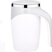 White (Battery Model) Revolutionary Magnetic Stirring Coffee Mug - Portable & Electric Stainless Steel Mixer Tumbler for Home, Office, and Travel
