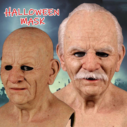 Realistic Old Man Latex Mask – Full Face Halloween Cosplay Party Headgear