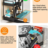 Black/White 2-Tier Under Sink Storage with Sliding Shelves