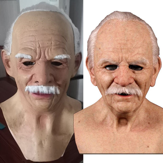 Realistic Old Man Latex Mask – Full Face Halloween Cosplay Party Headgear