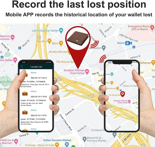 Smart LB Wallet - Trackable Anti-Lost Bluetooth Wallet with Intelligent Tracker Finder, Position Locator via Phone GPS, Bifold Genuine Cowhide Leather, Minimalist Credit Card Holder  ebasketonline