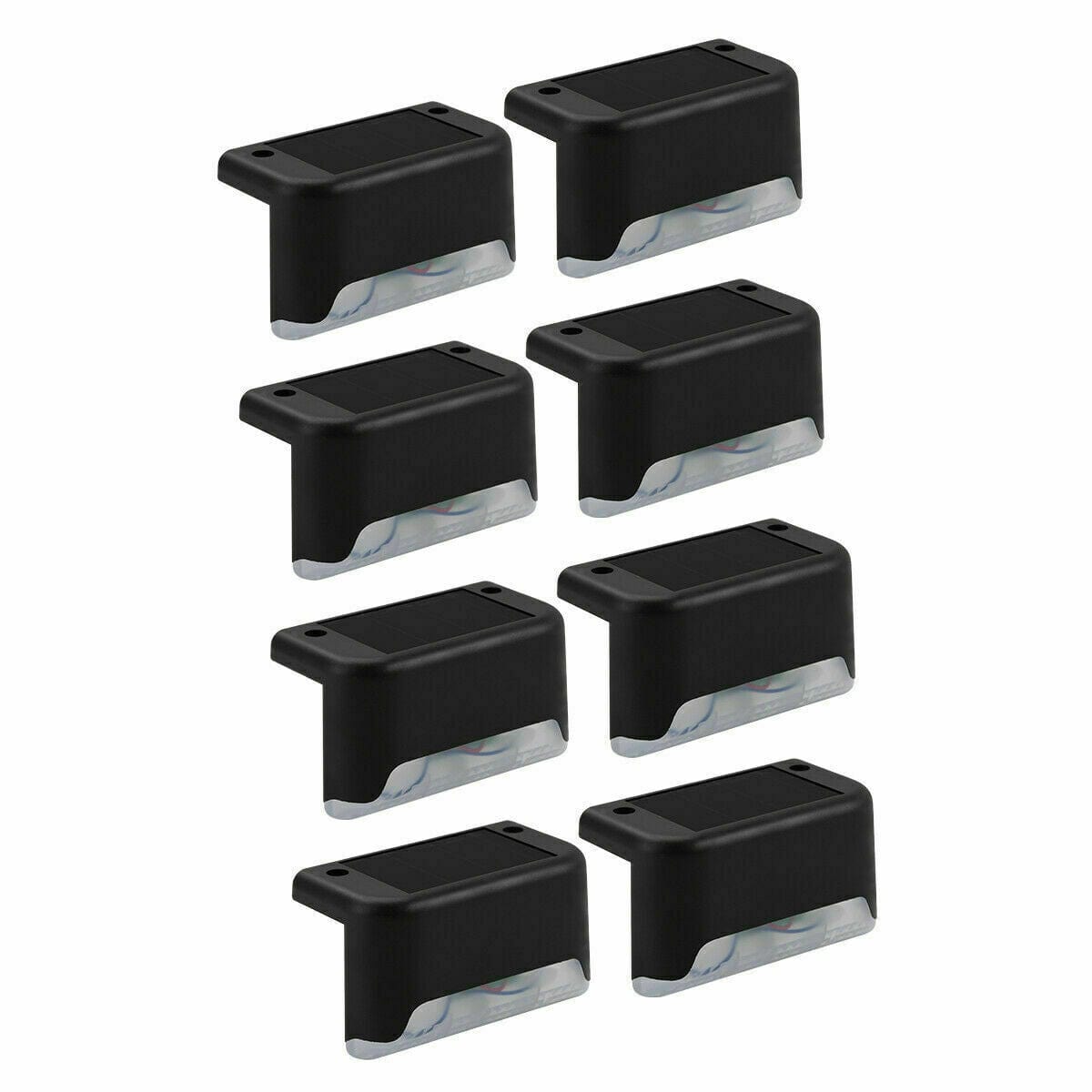 16Pcs Black (Led: White) Solar-Powered LED Deck Lights - Outdoor Bright Lighting for Garden, Patio, Pathway, Stairs & Fence