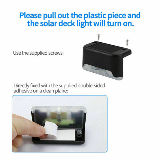 Solar-Powered LED Deck Lights - Outdoor Bright Lighting for Garden, Patio, Pathway, Stairs & Fence