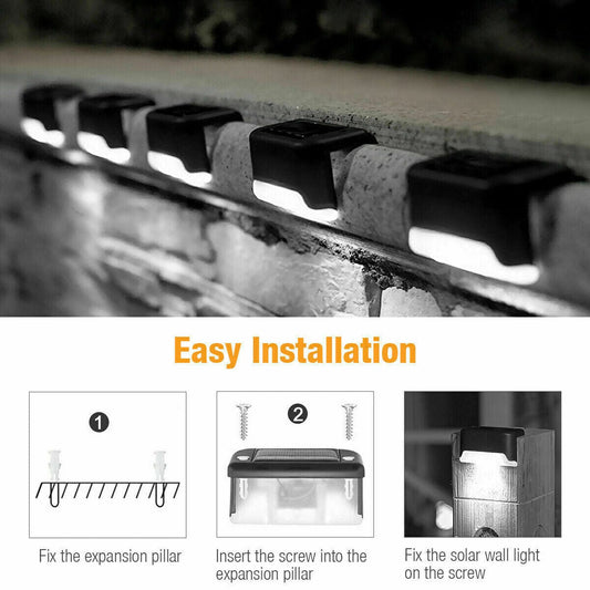 Solar-Powered LED Deck Lights - Outdoor Bright Lighting for Garden, Patio, Pathway, Stairs & Fence