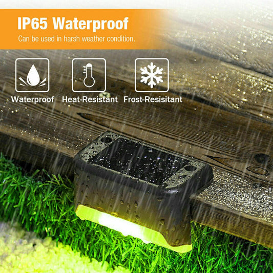 Solar-Powered LED Deck Lights - Outdoor Bright Lighting for Garden, Patio, Pathway, Stairs & Fence