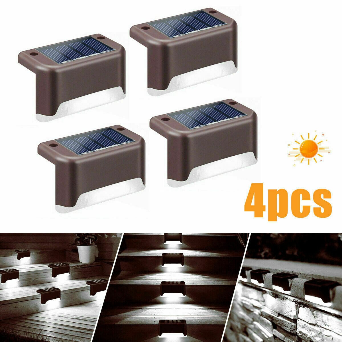 Solar-Powered LED Deck Lights - Outdoor Bright Lighting for Garden, Patio, Pathway, Stairs & Fence
