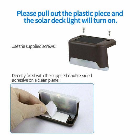 Solar-Powered LED Deck Lights - Outdoor Bright Lighting for Garden, Patio, Pathway, Stairs & Fence