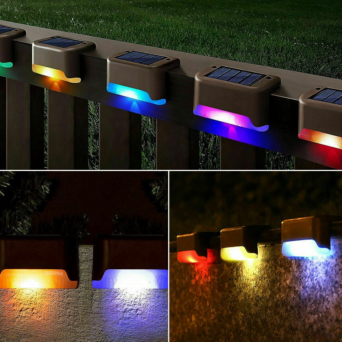 Solar-Powered LED Deck Lights - Outdoor Bright Lighting for Garden, Patio, Pathway, Stairs & Fence