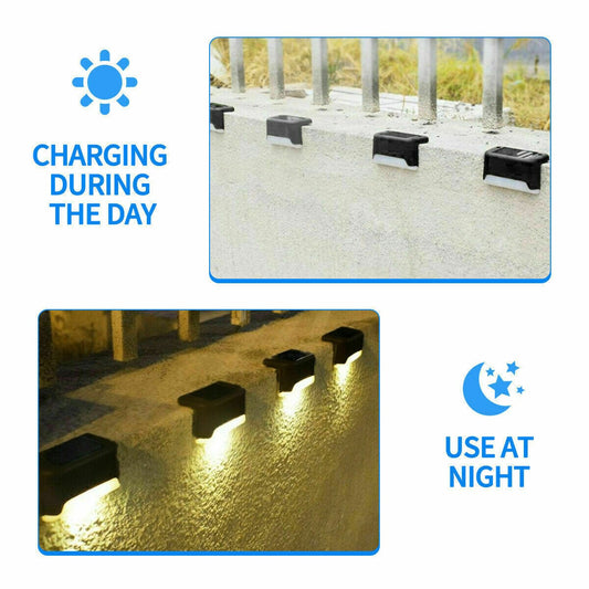 Solar-Powered LED Deck Lights - Outdoor Bright Lighting for Garden, Patio, Pathway, Stairs & Fence