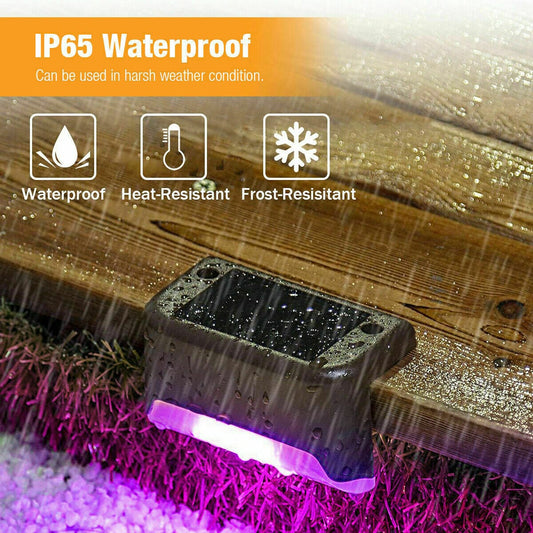 Solar-Powered LED Deck Lights - Outdoor Bright Lighting for Garden, Patio, Pathway, Stairs & Fence