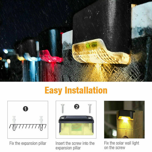 Solar-Powered LED Deck Lights - Outdoor Bright Lighting for Garden, Patio, Pathway, Stairs & Fence