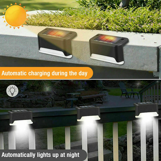 Solar-Powered LED Deck Lights - Outdoor Bright Lighting for Garden, Patio, Pathway, Stairs & Fence