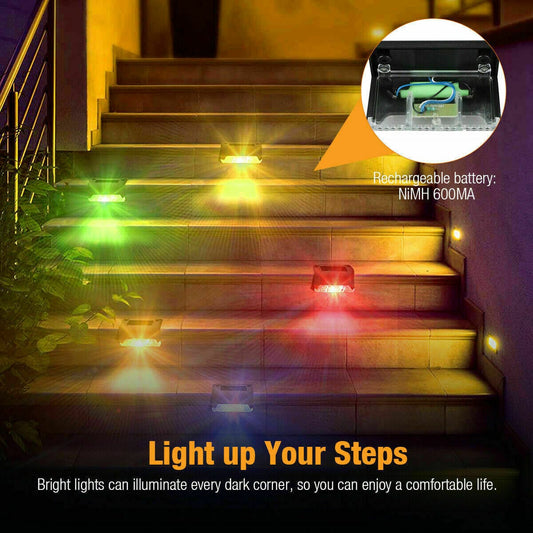 Solar-Powered LED Deck Lights - Outdoor Bright Lighting for Garden, Patio, Pathway, Stairs & Fence