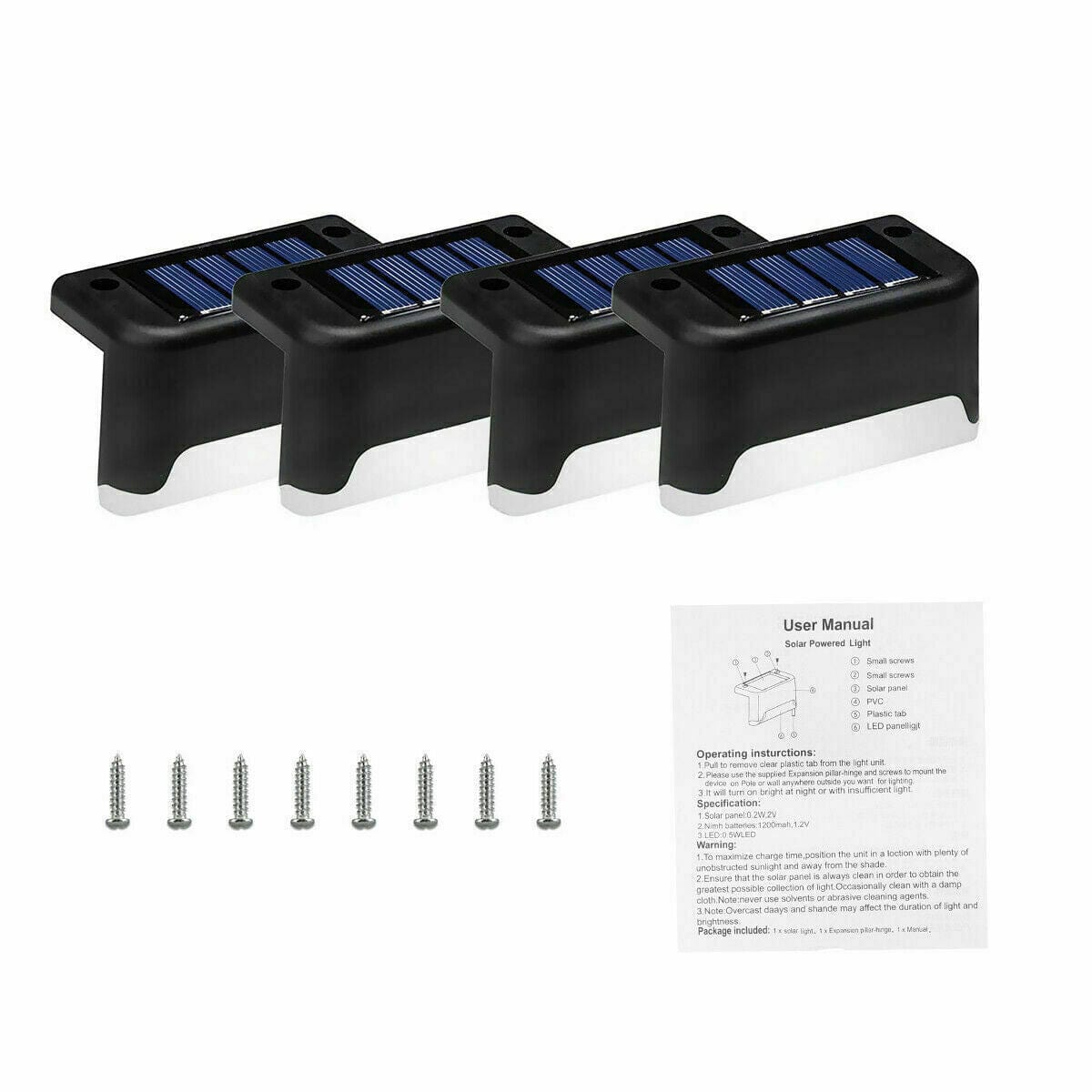 Solar-Powered LED Deck Lights - Outdoor Bright Lighting for Garden, Patio, Pathway, Stairs & Fence