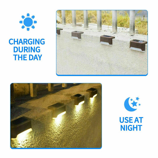 Solar-Powered LED Deck Lights - Outdoor Bright Lighting for Garden, Patio, Pathway, Stairs & Fence