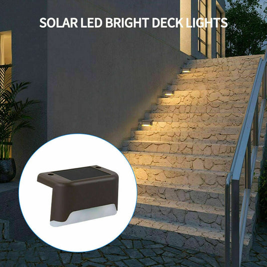 Solar-Powered LED Deck Lights - Outdoor Bright Lighting for Garden, Patio, Pathway, Stairs & Fence