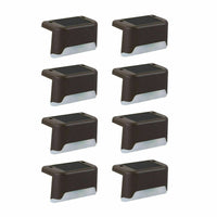 8Pcs Black (Led: White) Solar-Powered LED Deck Lights - Outdoor Bright Lighting for Garden, Patio, Pathway, Stairs & Fence