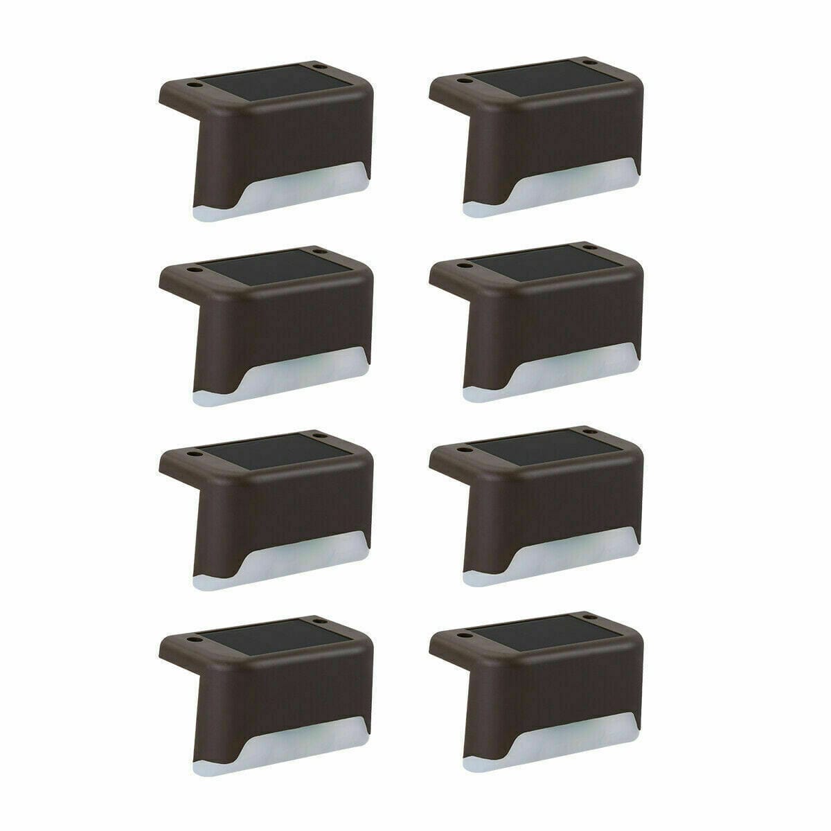 8Pcs Black (Led: White) Solar-Powered LED Deck Lights - Outdoor Bright Lighting for Garden, Patio, Pathway, Stairs & Fence