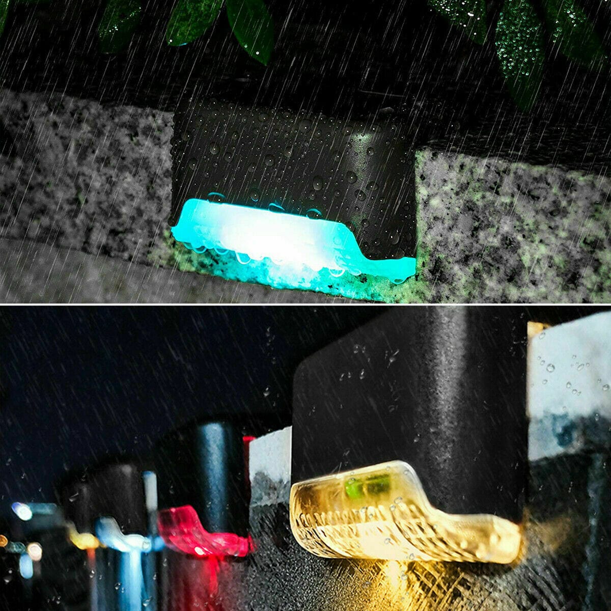8Pcs Brown (Led: Multicolor) Solar-Powered LED Deck Lights - Outdoor Bright Lighting for Garden, Patio, Pathway, Stairs & Fence