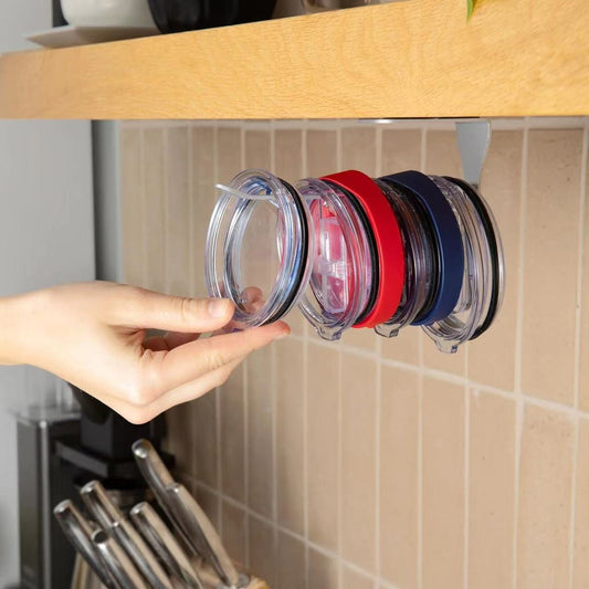 Space Saving Horizontal Cup Lid Storage Rack Under Cabinet Tools CJ