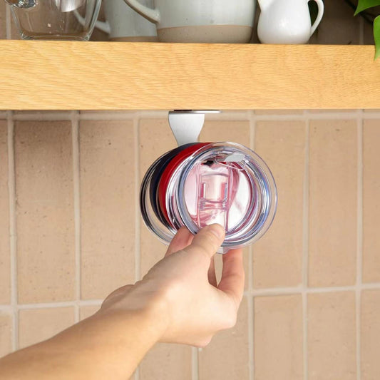 Space Saving Horizontal Cup Lid Storage Rack Under Cabinet Tools CJ