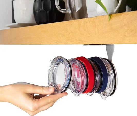 Space Saving Horizontal Cup Lid Storage Rack Under Cabinet Tools CJ