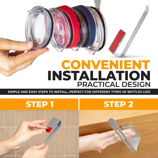 Space Saving Horizontal Cup Lid Storage Rack Under Cabinet Tools CJ