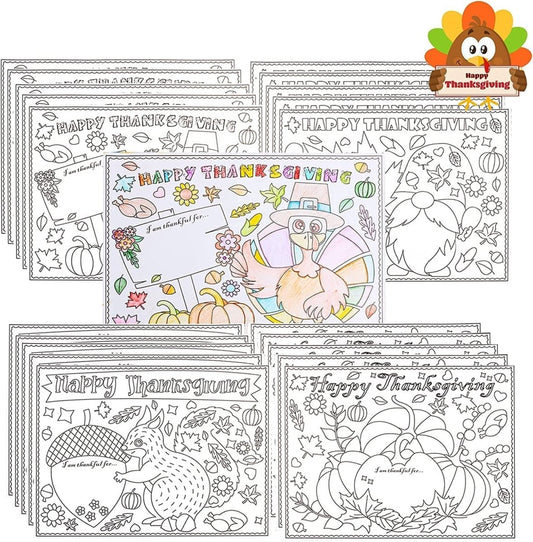 Thanksgiving Coloring Placemats for Kids(20 Sheets)  ebasketonline