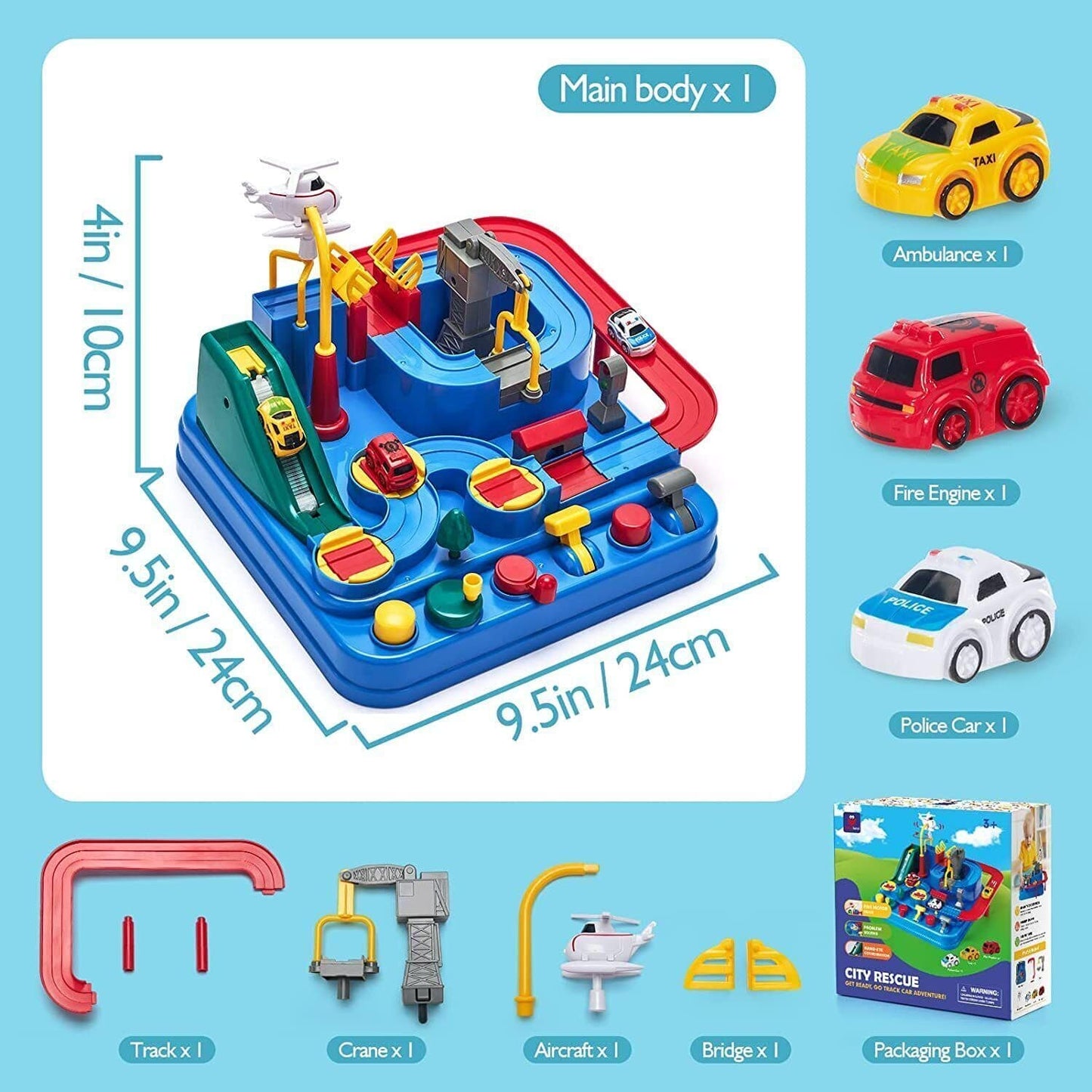 Toddler Car Race Tracks with Ambulance and Magnet Airplanes - Perfect Gifts for Boys Aged 3-8 ebasketonline