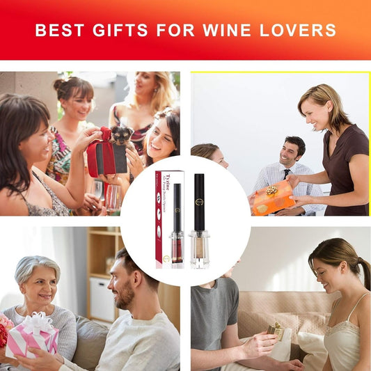 Ultimate Wine Lover's Set: Air Pressure Pump Bottle Opener with Foil Cutter, Aerator Pourer, Vacuum Stoppers (4Pcs), and Effortless Corkscrew Bottle Opener  ebasketonline