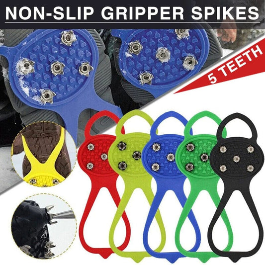 Unisex Men 5 Teeth Ice Gripper For Shoes Crampons Ice Gripper Spike Grips Cleats For Snow Studs Non-Slip Climbing Hiking Covers Accessories CJ