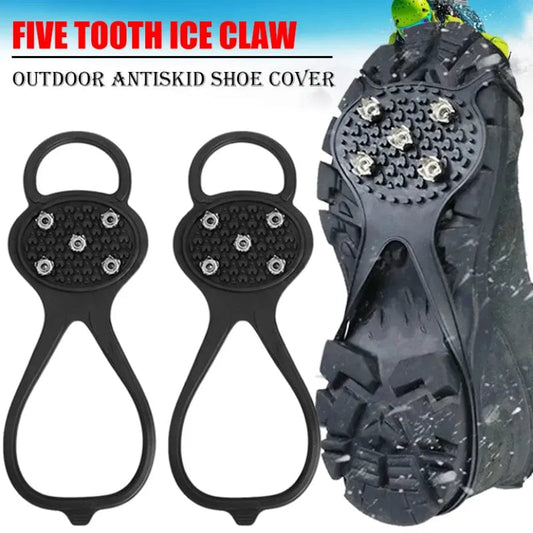 Unisex Men 5 Teeth Ice Gripper For Shoes Crampons Ice Gripper Spike Grips Cleats For Snow Studs Non-Slip Climbing Hiking Covers Accessories CJ