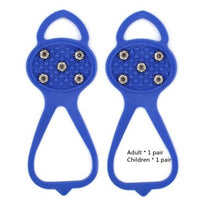 Unisex Men 5 Teeth Ice Gripper For Shoes Crampons Ice Gripper Spike Grips Cleats For Snow Studs Non-Slip Climbing Hiking Covers Accessories CJ Blue AB twopiece set 1pair