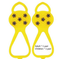 Unisex Men 5 Teeth Ice Gripper For Shoes Crampons Ice Gripper Spike Grips Cleats For Snow Studs Non-Slip Climbing Hiking Covers Accessories CJ Yellow AB twopiece set 1pair