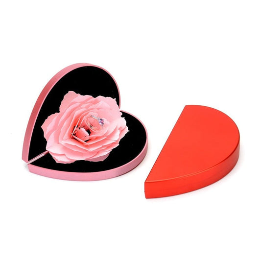 Valentine's Day Gift: 3D Love Box Heart-shaped Rose Flower Rotating Ring Box Accessories CJ