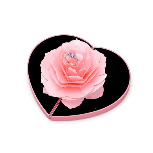 Valentine's Day Gift: 3D Love Box Heart-shaped Rose Flower Rotating Ring Box Accessories CJ