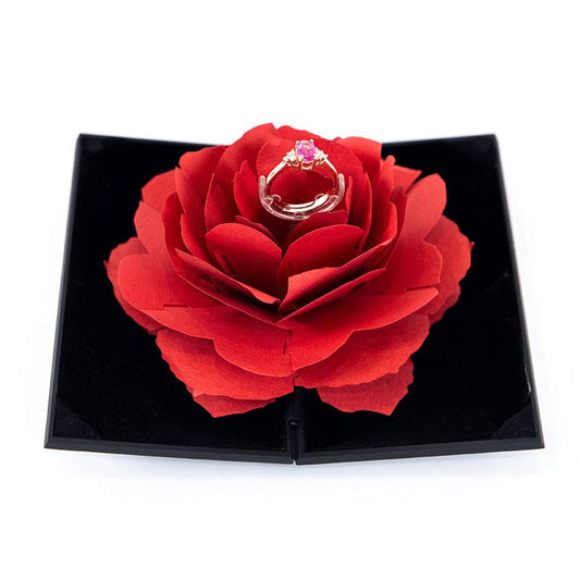 Valentine's Day Gift: 3D Love Box Heart-shaped Rose Flower Rotating Ring Box Accessories CJ