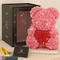 Valentine's Day Gift Rose Bear Eternal Flower Rose Teddy Bear PE Foam Bear 25cm Valentines Day Gifts CJ 40cm pink heart color box
