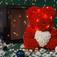 Valentine's Day Gift Rose Bear Eternal Flower Rose Teddy Bear PE Foam Bear 25cm Valentines Day Gifts CJ 40cm red color box with white