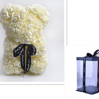 Valentine's Day Gift Rose Bear Eternal Flower Rose Teddy Bear PE Foam Bear 25cm Valentines Day Gifts CJ Beige with box