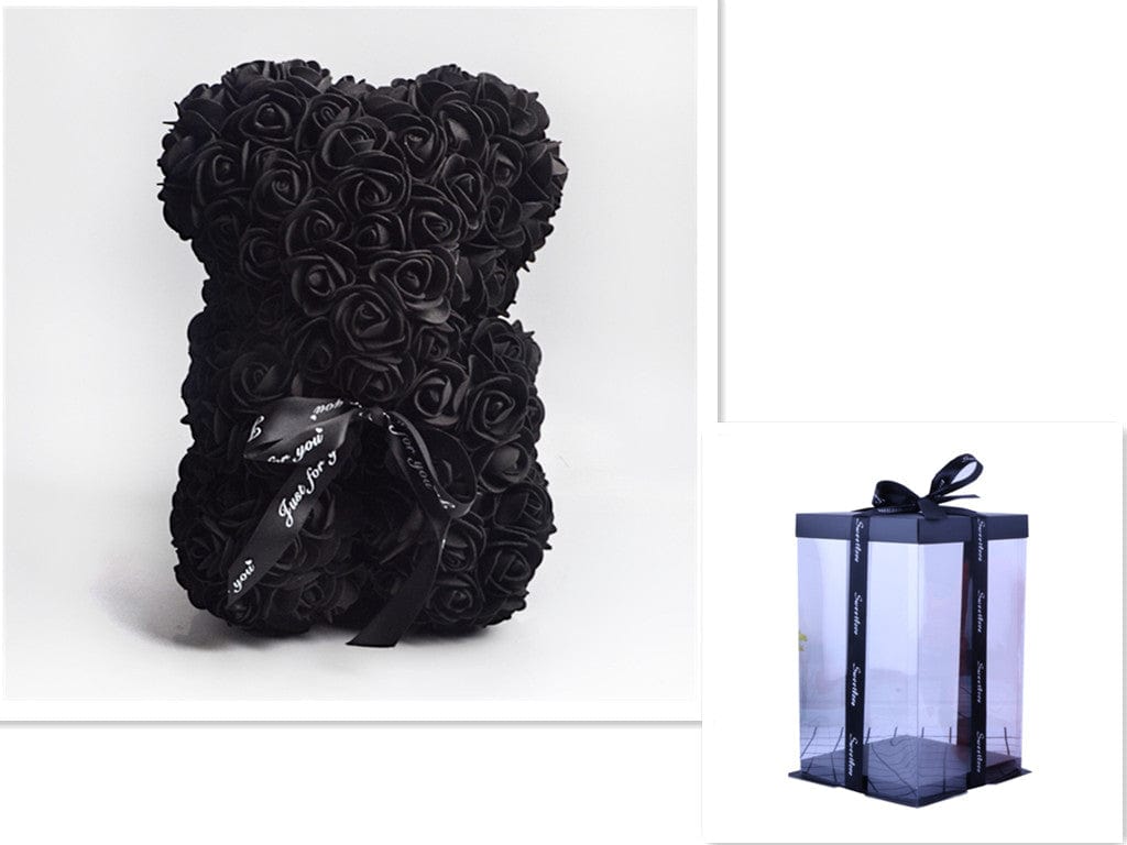 Valentine's Day Gift Rose Bear Eternal Flower Rose Teddy Bear PE Foam Bear 25cm Valentines Day Gifts CJ Black with box