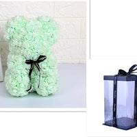 Valentine's Day Gift Rose Bear Eternal Flower Rose Teddy Bear PE Foam Bear 25cm Valentines Day Gifts CJ Light Green with box
