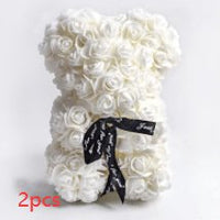 Valentine's Day Gift Rose Bear Eternal Flower Rose Teddy Bear PE Foam Bear 25cm Valentines Day Gifts CJ White 2pcs