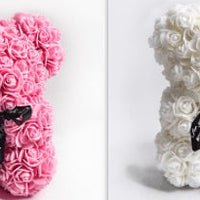 Valentine's Day Gift Rose Bear Eternal Flower Rose Teddy Bear PE Foam Bear 25cm Valentines Day Gifts CJ White set
